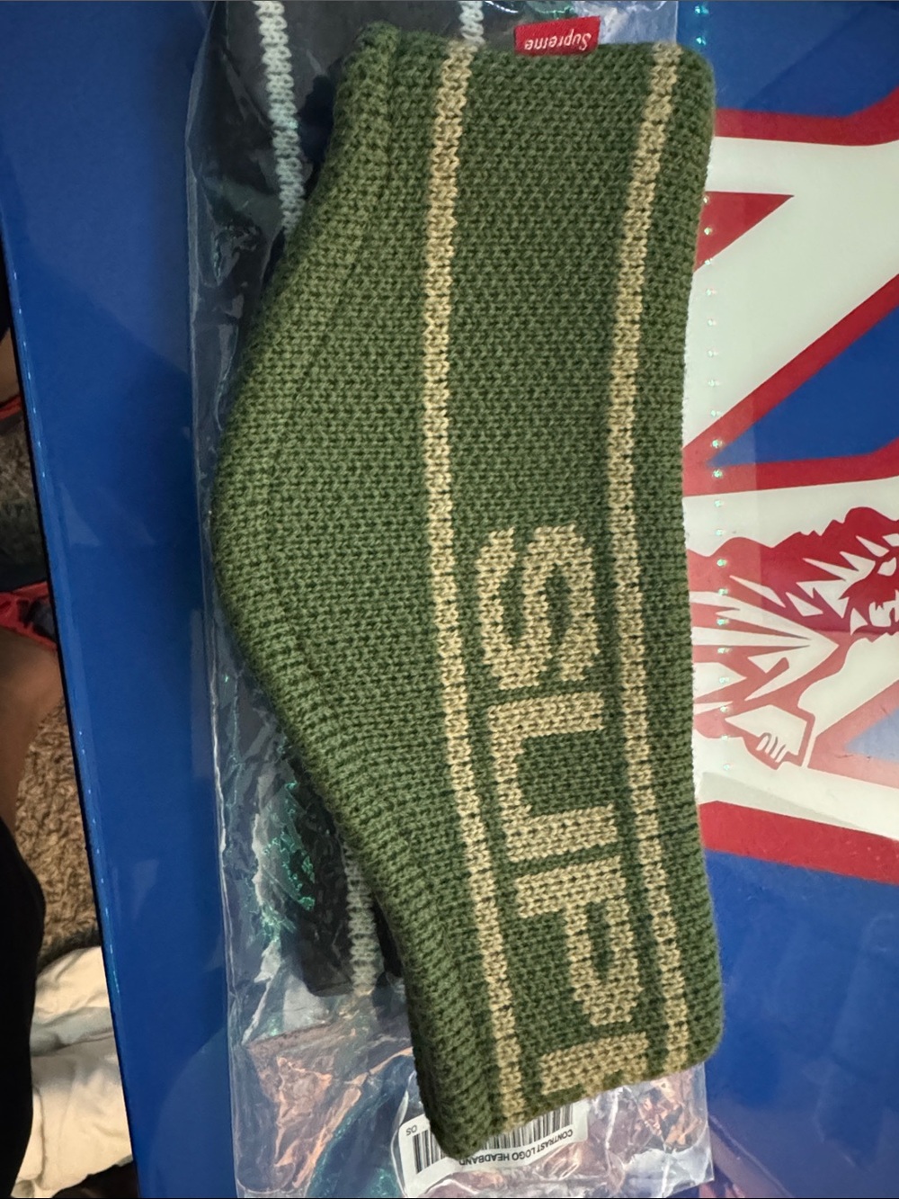 Men's Supreme Green Knit Sweater with Contrast Trim
